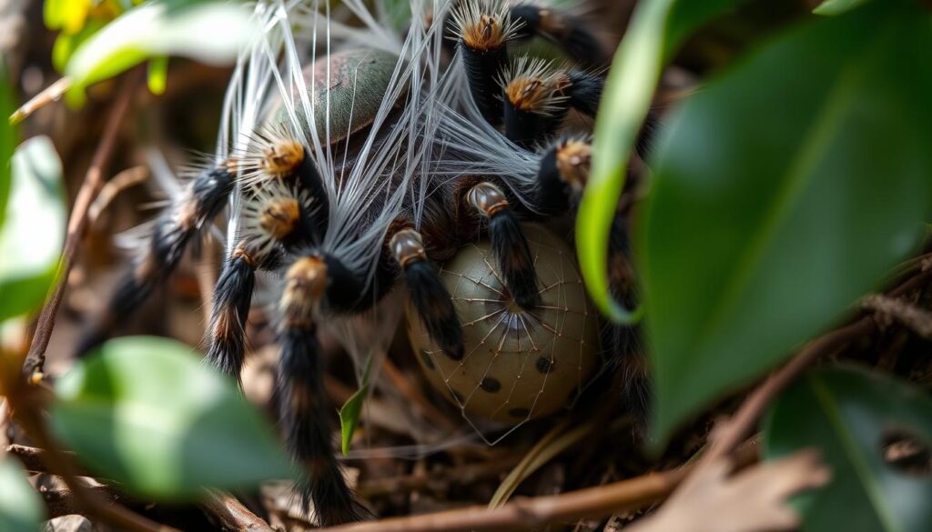 Construcción de saco de huevos de tarántula