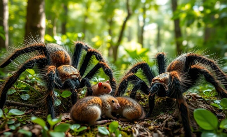 Consumo de pequeños roedores por tarántulas