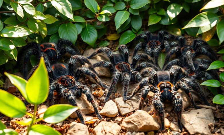 Degree of socialization and gregarious behavior in tarantulas.