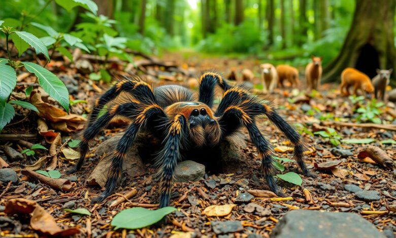 How tarantulas defend their territory and space from other animals.