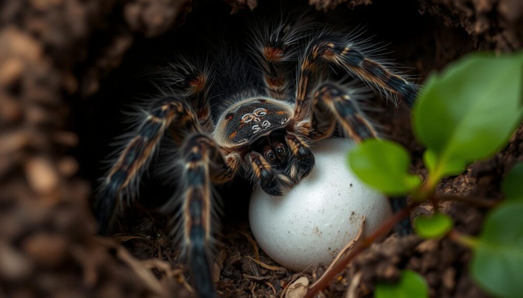 Protección del saco de huevos de tarántula