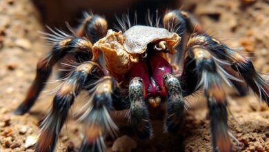 Relationship between molting and behavioral changes in tarantulas.