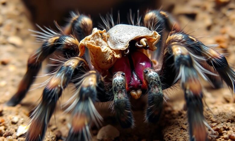 Relationship between molting and behavioral changes in tarantulas.