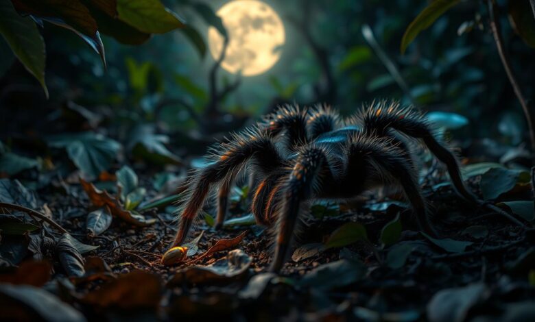 Specific behaviors exhibited by tarantulas at night.