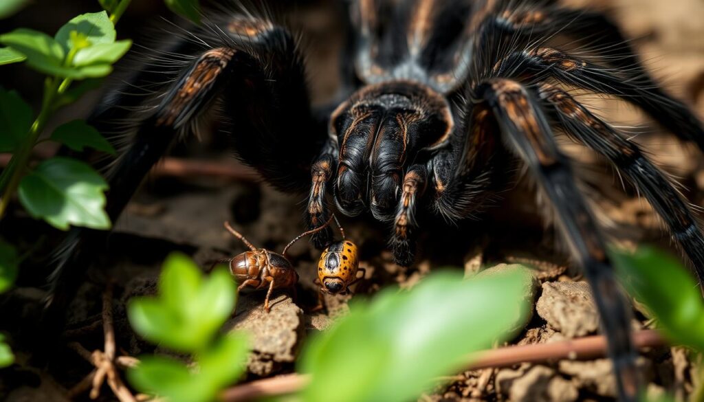 Tarántula alimentándose