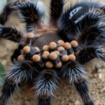 Tarantula babies on back