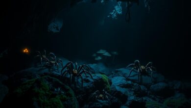 Tarantulas in caves and caves