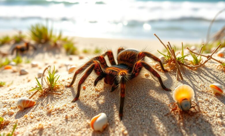 Description of tarantulas that inhabit coastal areas and their adaptations