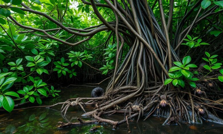 Tarantulas in mangroves