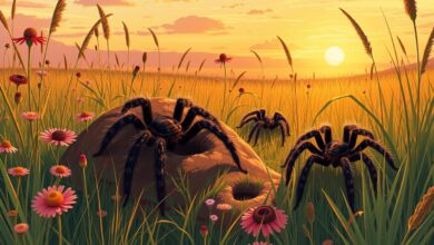 Tarantulas in prairies and grasslands