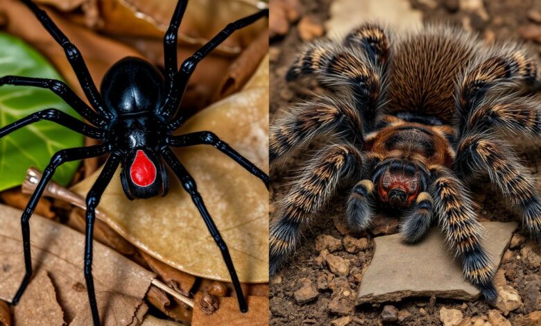 differences between black widow and tarantula