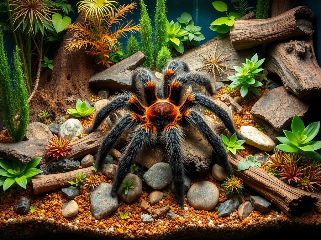 tarántula en un terrario enriquecido