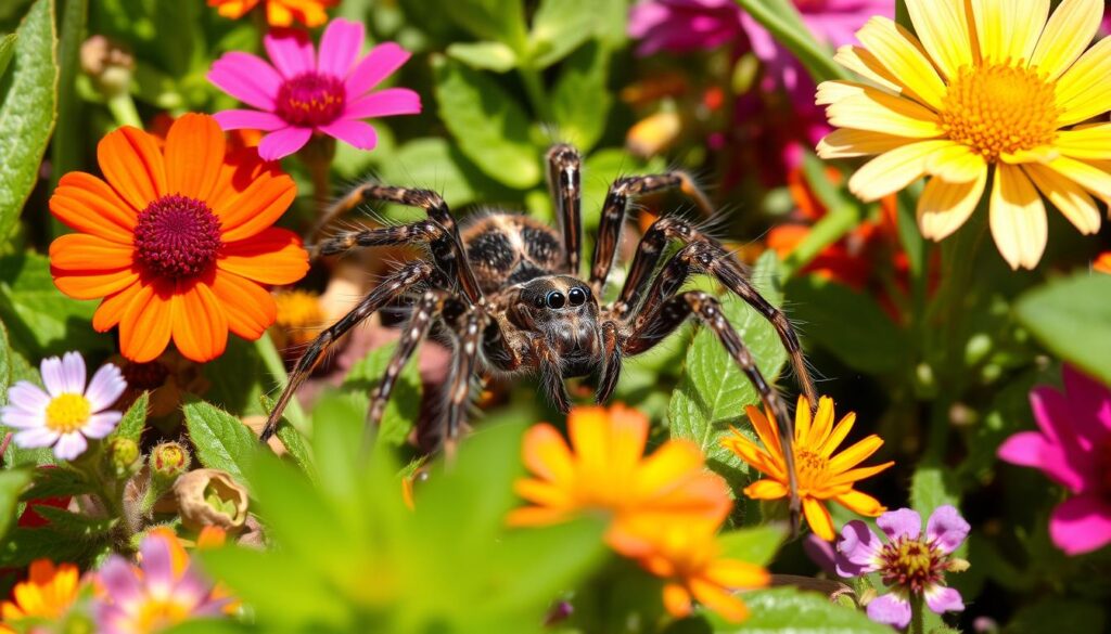 wolf spider in garden